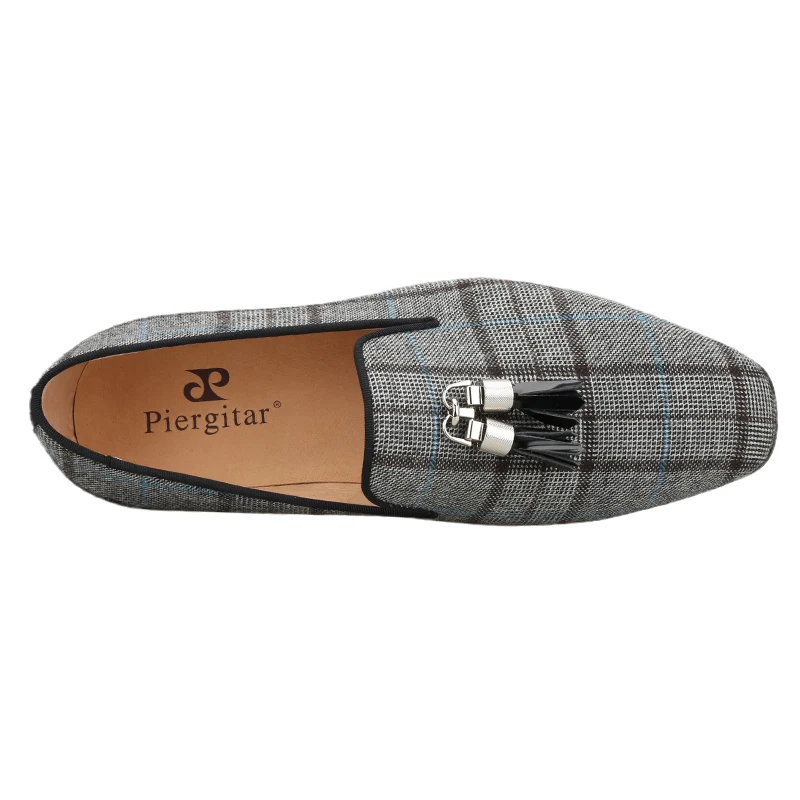 Piergitar 2022 Summer Style Grey Plaid Fabric Men