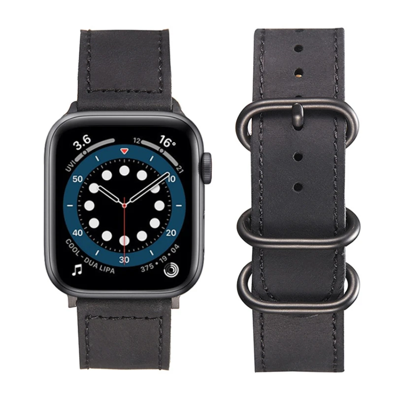 

Premium Leather Strap For Apple Watch Ultra 49mm 8 7 45mm 41mm Three Ring Buckle Wristband iWatch 6 5 4 3 SE 44mm 42mm 40mm Band