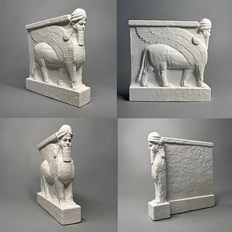 Arab Assyrian Cultural People's First Wing Cow Statue, Gypsum Sculpture Decoration, Home Birthday Gift, Creative Decoration