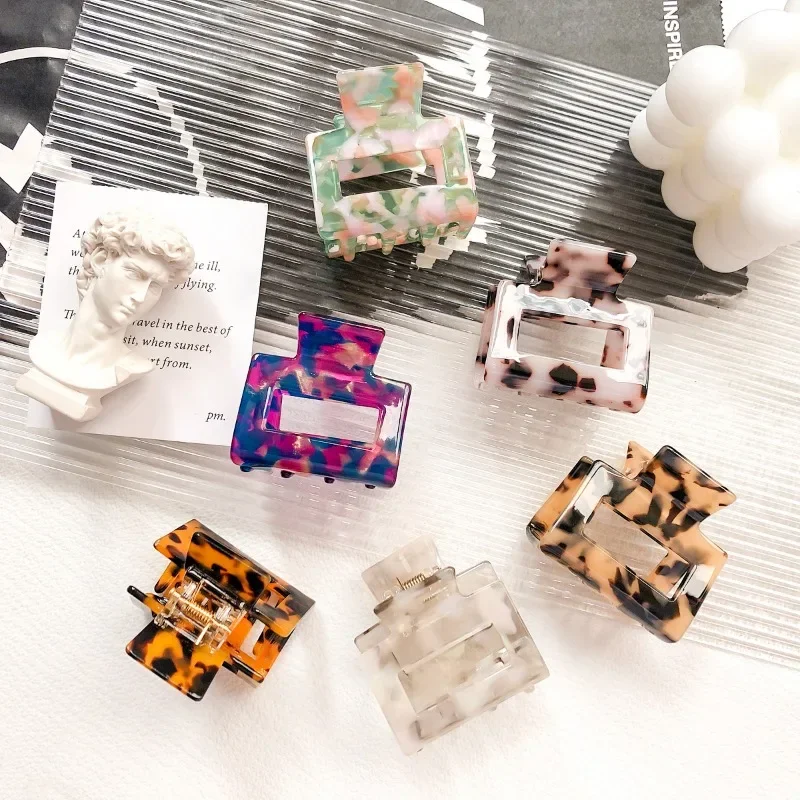 مشبك شعر كوري فاخر بحمض الخليك ، مشبك مخلب بسيط ، مشبك قرش فرنسي قديم ، إكسسوارات شعر ، موضة