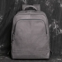 High Quality A4 Vintage Brown Black Grey Top Grain Genuine Leather 15.6'' 14'' Laptop Women Men's Backpack Travel Bag M30055