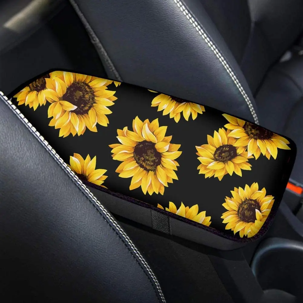 

Cozeyat Sunflower Printed Auto Car Armrest Cover,Center Console Armrest Cushion Car Armrest Pad