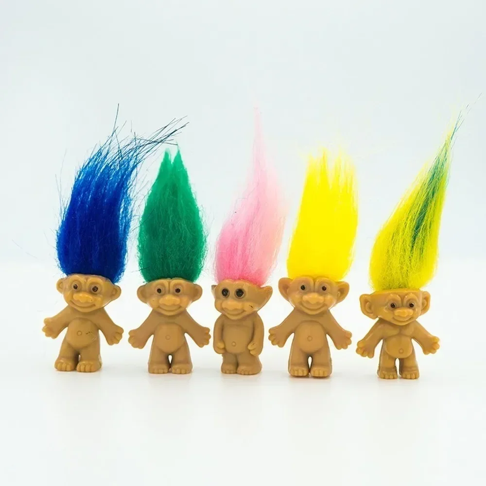 5Pcs Mini Troll Dolls Anime Action Figure Colorful Hair Family Members Models Collection Kids Toys for Children Gift Nostalgic - Bilde 6