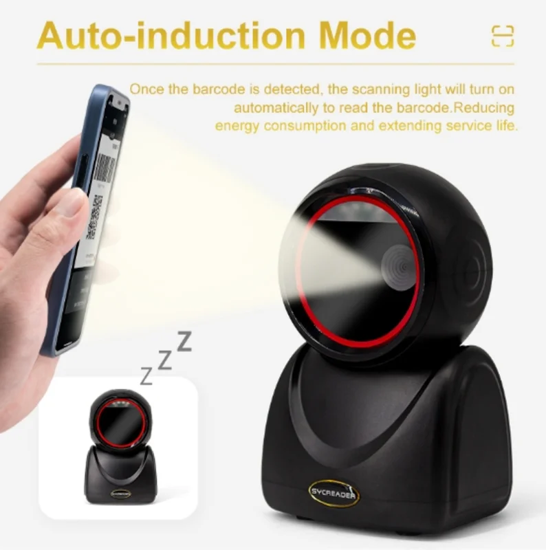 Suitable for supermarkets, department stores, and large shopping malls. Global platform 2D desktop barcode reader. Multiple comm