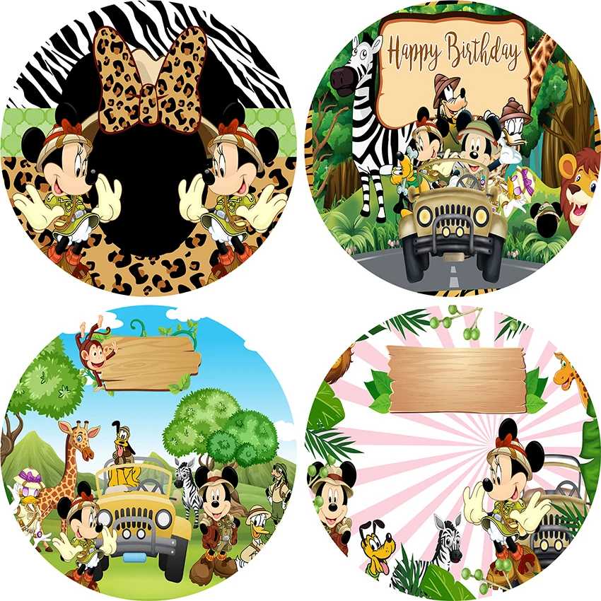 Wild Jungle Safari Topolino Compleanno Sfondo Rotondo Buon Compleanno Per Bambini Buon Compleanno Bambini Festa Cerchio Sfondo