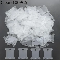 Plastic Floss Bobbins Set - Embroidery Thread Organizer and Storage Solution (100pcs Bobbins Clear)