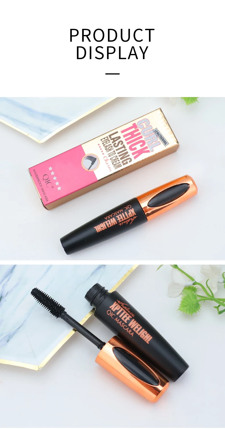 4D Mascara Lengthening Waterproof Eyelashes Eye Mascara Black Volume With Silk Fibers Brush Eyelash Makeup Tool Cosmetics