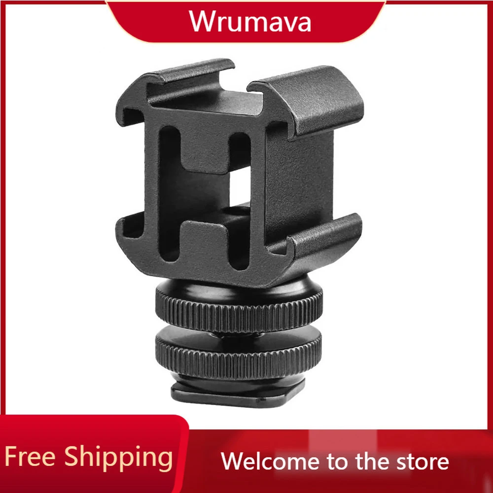 Aluminium Camera Hot Shoe Mount Adapter Video Triple Cold Shoe Bracket