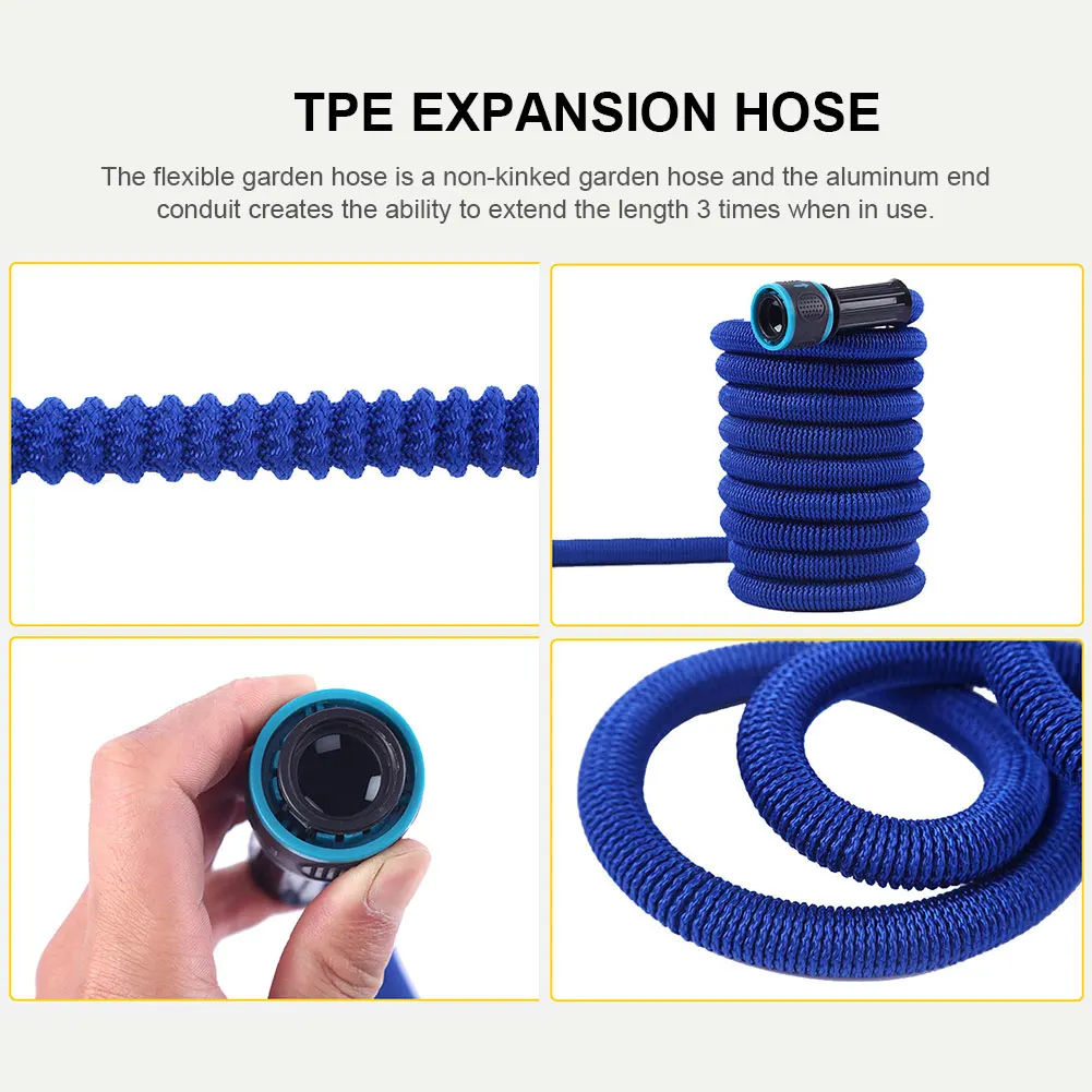 Expandable Flexible Water Hose 25FT-200FT Car Wash Hose Water Gun Garden Sprayer Gardening Watering Irrigation Tools