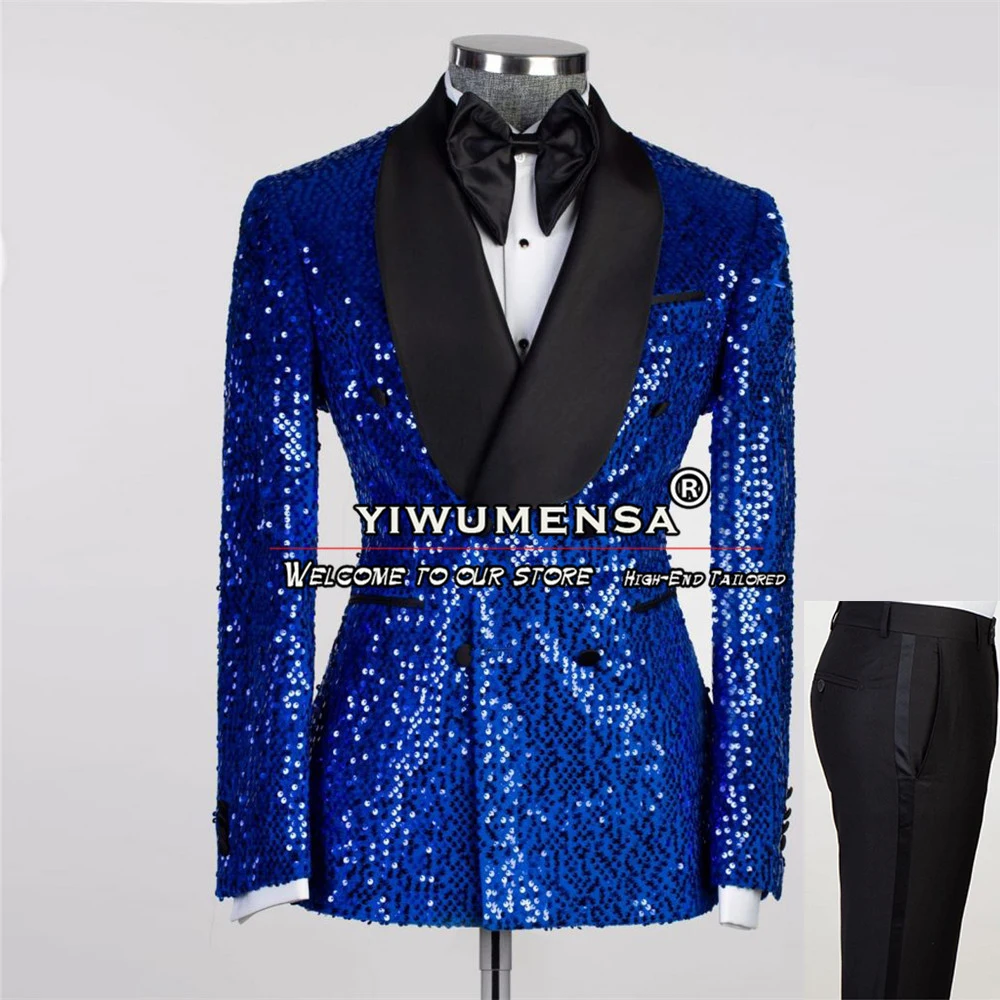 

Блестящие Свадебные костюмы для мужчин, блестящие блейзеры, блейзер и брюки для жениха, мужские Модные банкетные комплекты из двух предметов
