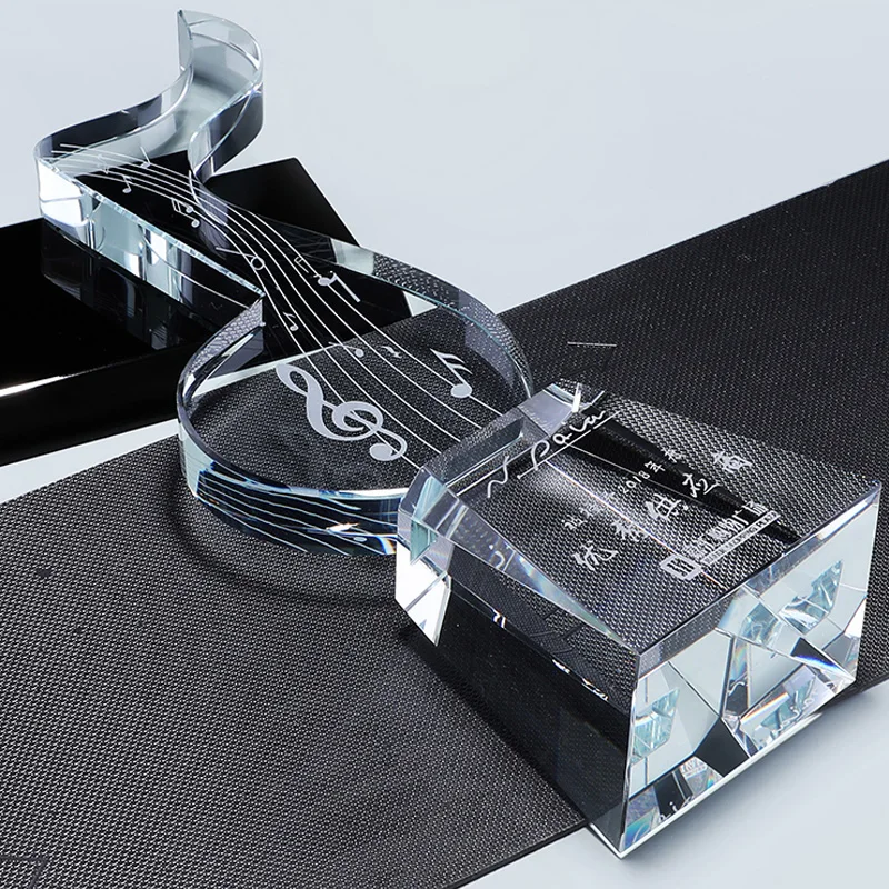 Creative Custom Music Note Crystal Trophy Singing Competition Excellent Annual Meeting Souvenir Gift Home Decoration Award Medal