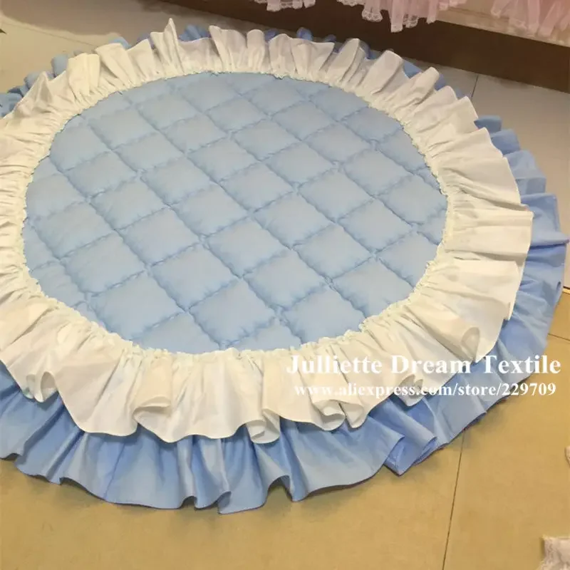 Round Ruffle Carpets for Living Room, Princess Bedroom Carpet, Custom Rug, Home Decoration 5