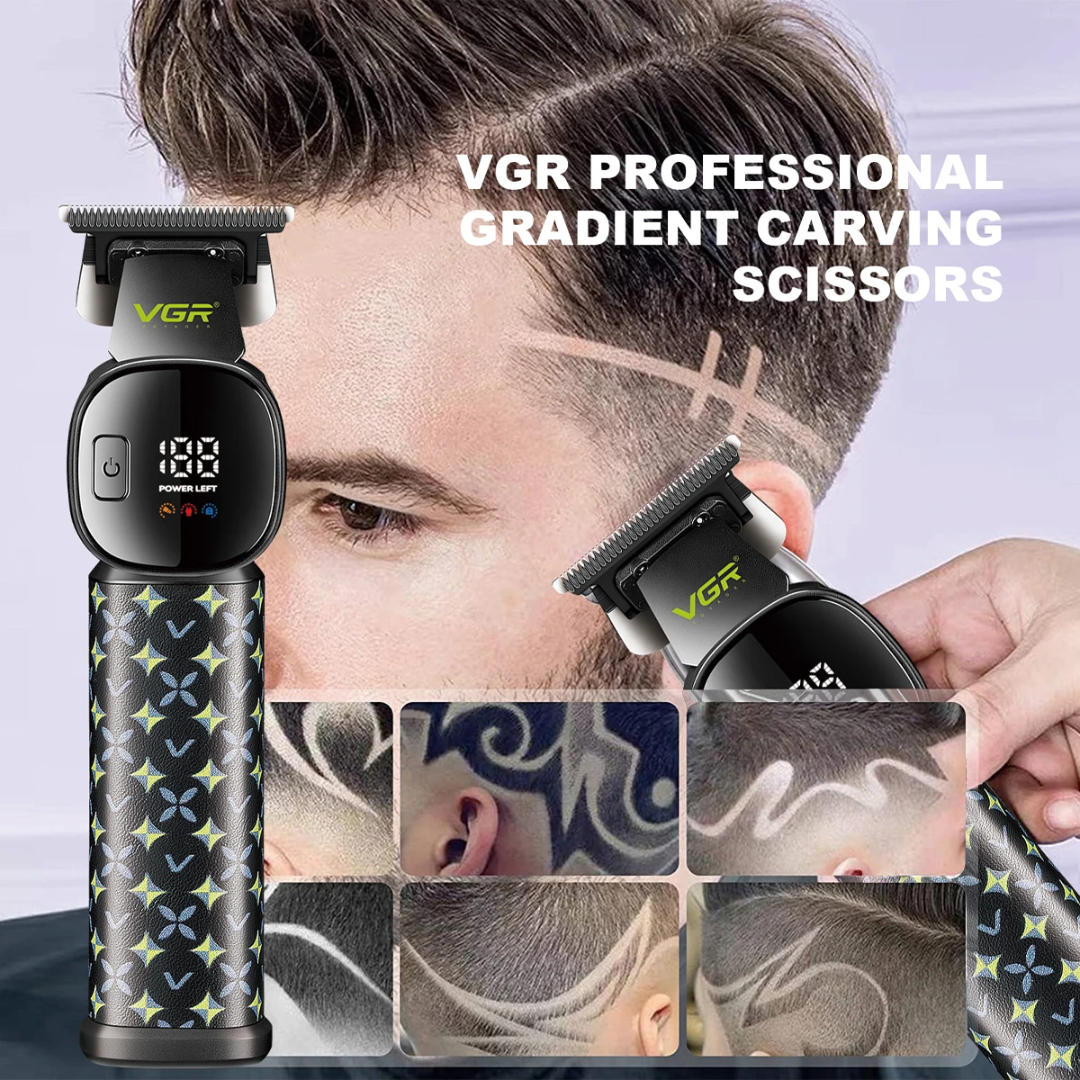 VGR Trimmer Man 0 مم شاشة LED للرجال ماكينة قص الش...