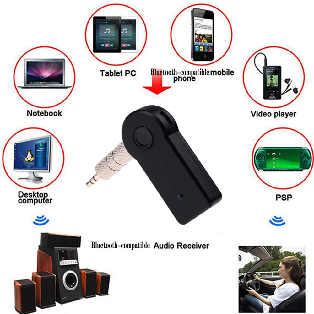 Wireless Bluetooth Receiver Adapter Handsfree 3.5mm Jack AUX Audio Music for Car Speaker A2DP Headphone Reciever Car Kit