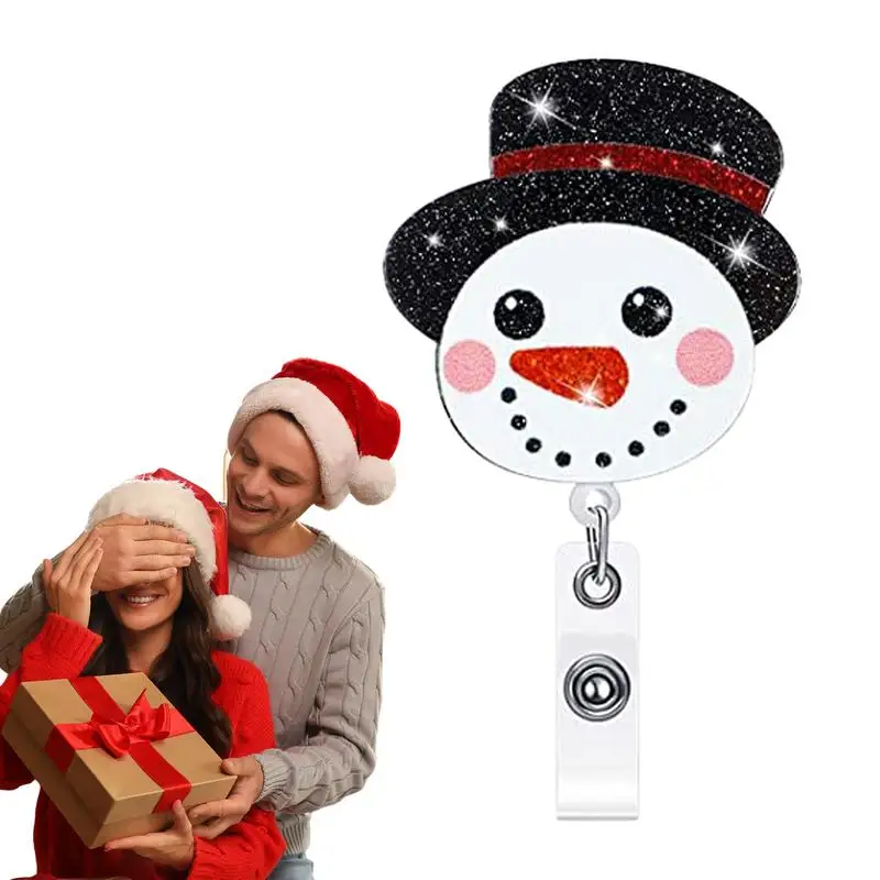 

Christmas Badge Reels Retractable ID Badge Holder With Clip Christmas Decoration Cute Badge Reel Employee Name Badge Holders For