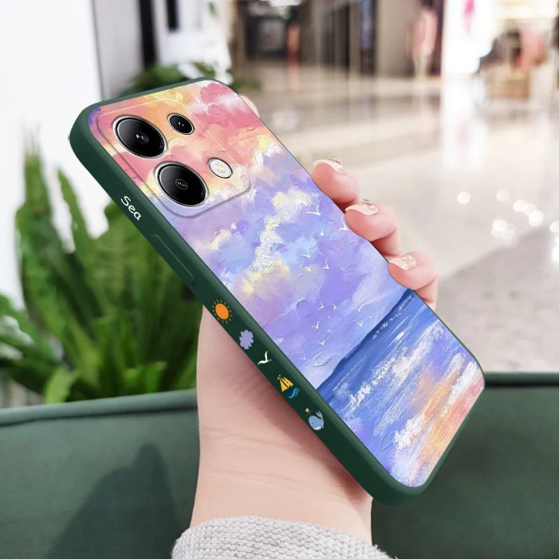 Sky Painting Liquid Silicone Phone Case Cover