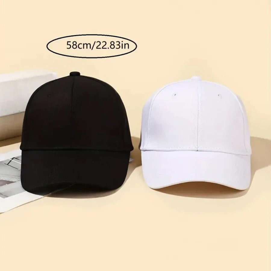 1 Piece Solid Color Baseball Cap for Women Men Cotton Unisex Hats for Casual Outdoor Sunscreen Windproof and Warm Black/White 3