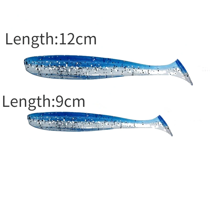 50pcs/Pack Two Color T-tail Soft Bait 9cm/12cm Mixed Color Silicone Fishing Lures Artificial Simulation High Elasticity Wobblers 4