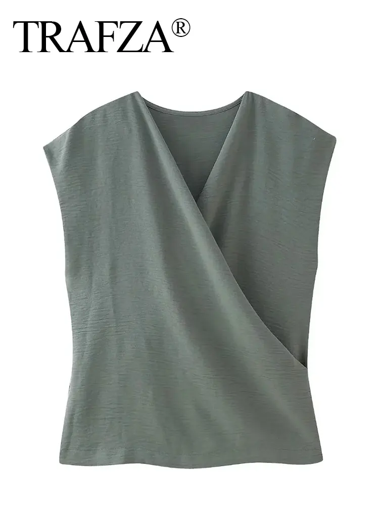 HH Women Vintage Solid Tank Tops Casual Loose Sleeveless Shirt V Neck Blouse Y2k Female Summer Fashion Chic Top Vest