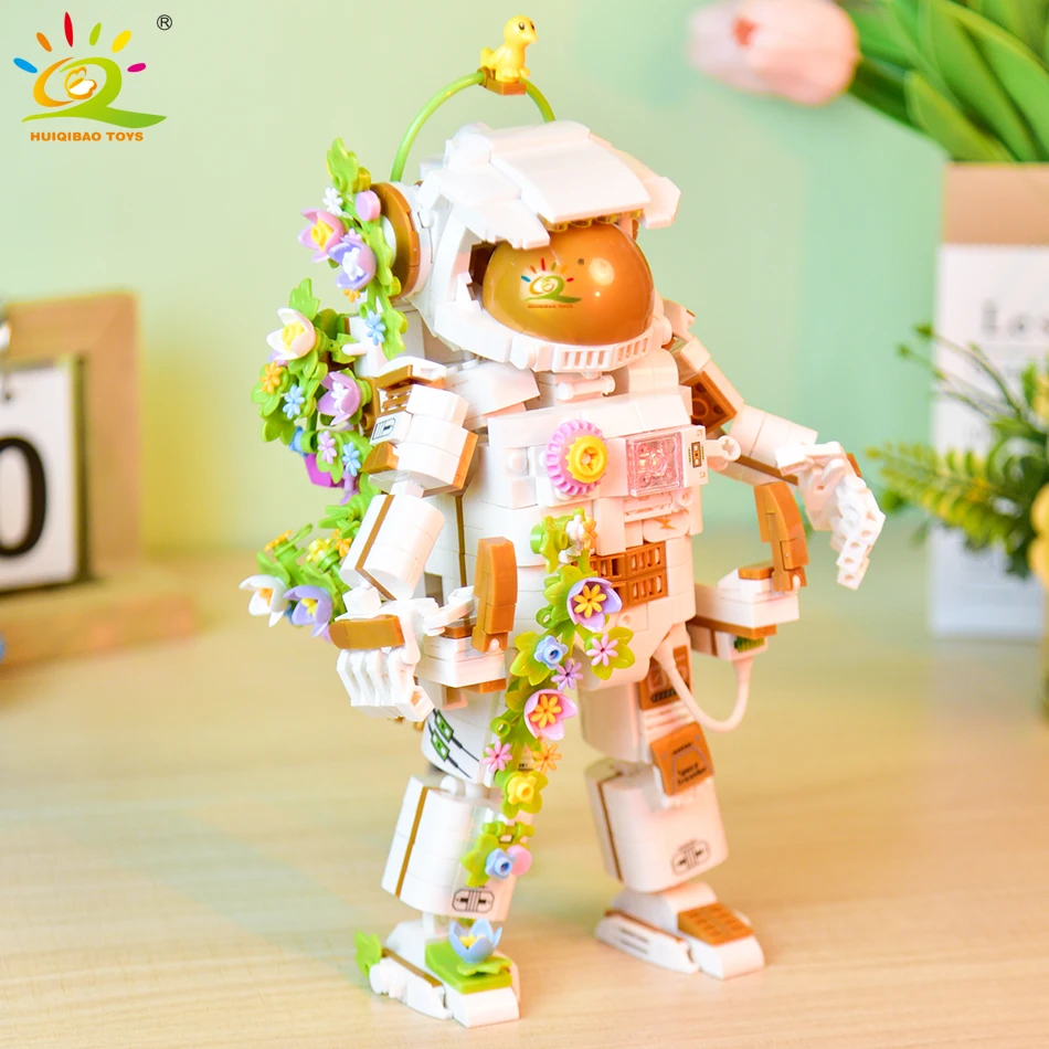 

Ideas Flowers Astronaut Building Blocks Model MOC Romantic Aerospace Man Bricks City Construction Creation Toy For Children Gift