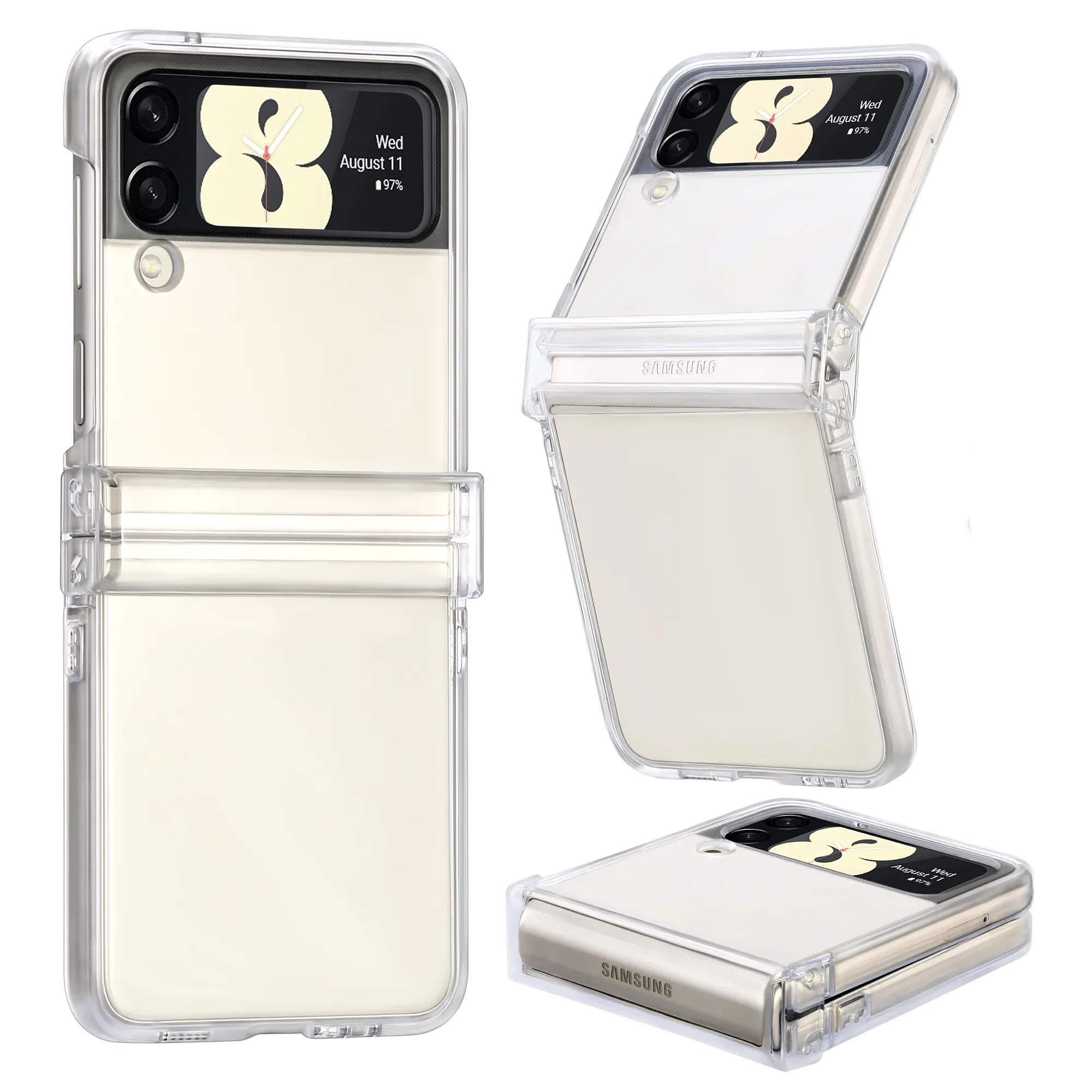 Clear Anti-Slip Mobile Phone Cover with Hinge Protection