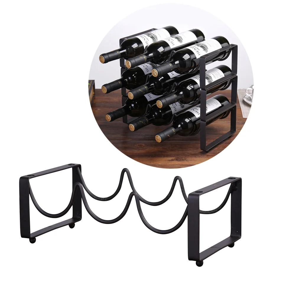 

Creative Vintage Wire Wine Rack Wine Display Rack Storage Bottles Rack Stand Cup Holder Home Accessory Bottles