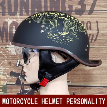 Motorcycle helmet men's summer half helmet with internal mirror personalized floating helmet safety helmet 1