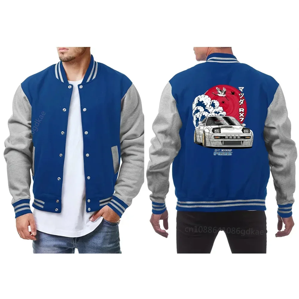 Classic Design Varsity Jacket Autumn Men's Casual Color Block Button Up Jacket for Spring Fall School Baseball Winter Men