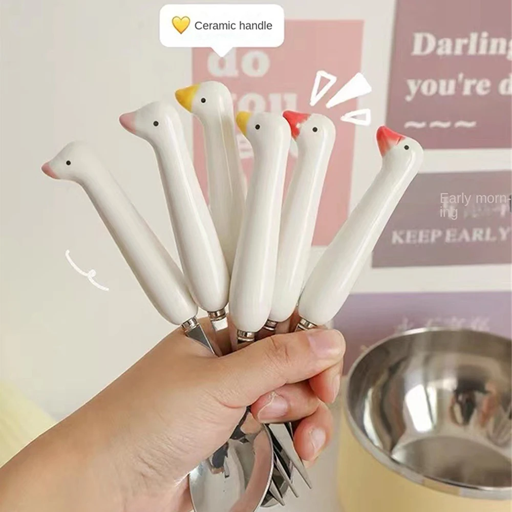 2Pcs/Set Goose Spoon Fork for Coffee coffee spoon