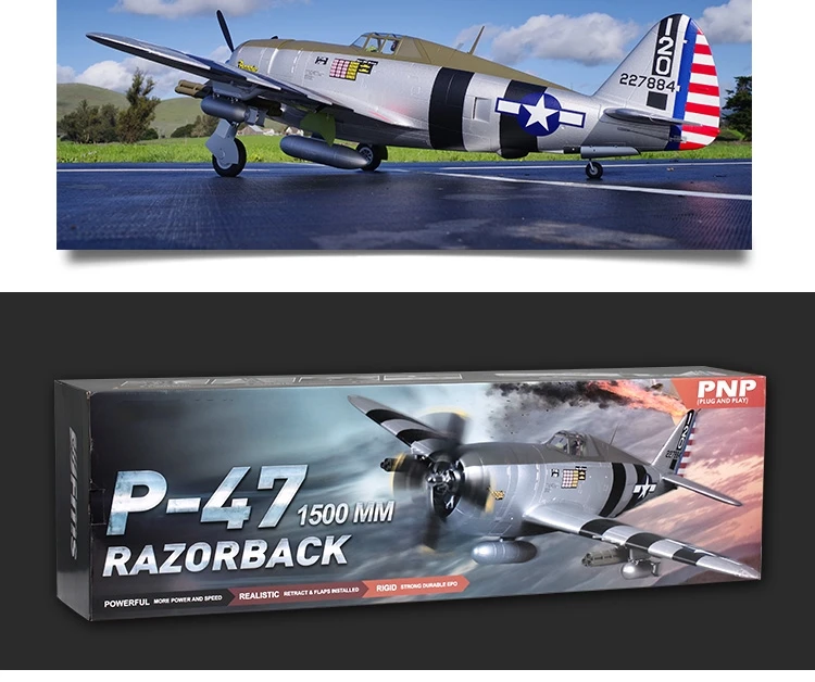 Rc Plane Razorback Fmsrc Rc Airplane 1500mm 1.5m P47 P-47 Razorback 6ch With Retracts Led ...