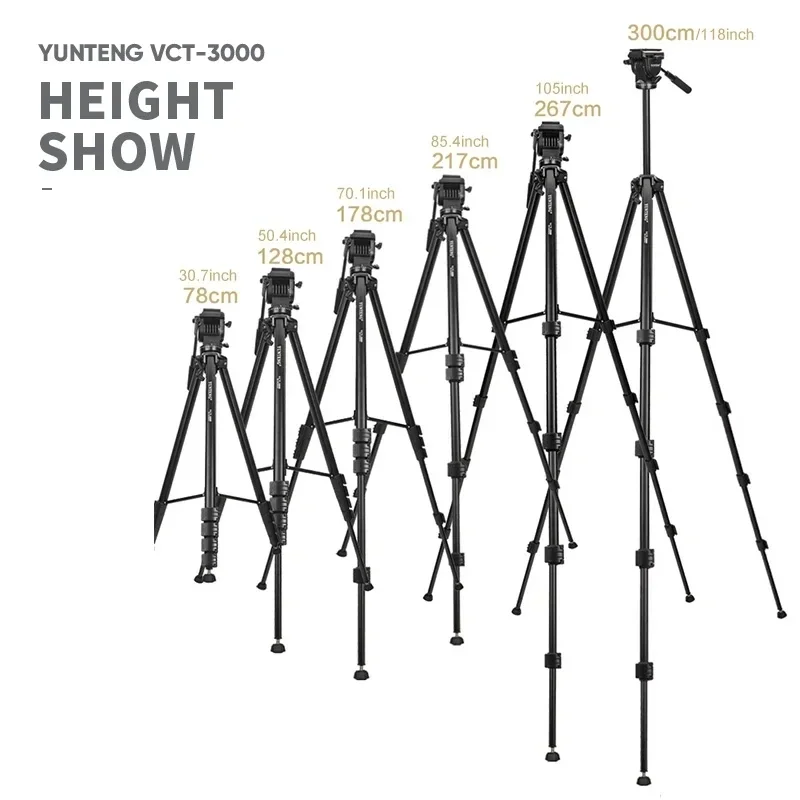 Yunteng-デジタルビデオカメラ用のプロフェッショナル三脚、手動油圧鍋