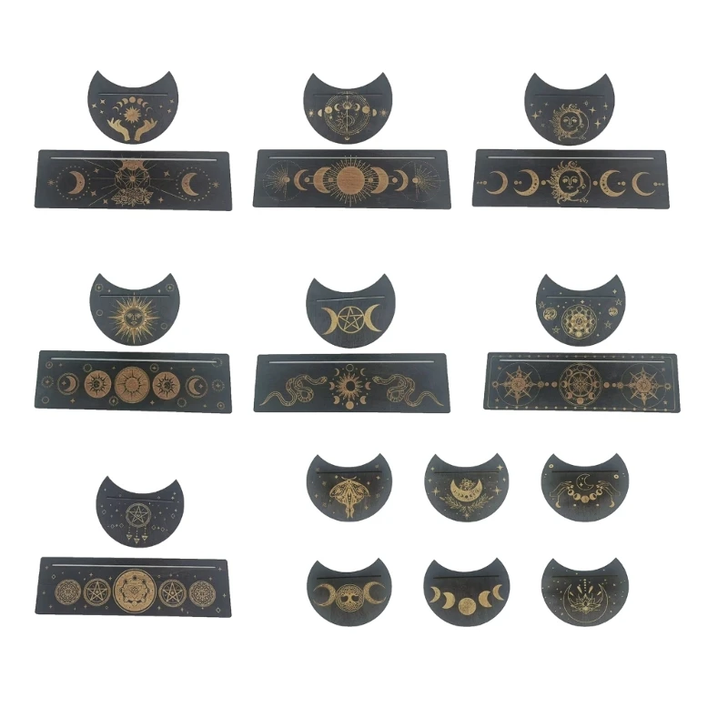 

Wooden Tarot Card Holder Display Stand Rectangle Moon Shape Tarot Deck Holder Witch Divinations Tool Easy to Carry Drop Shipping