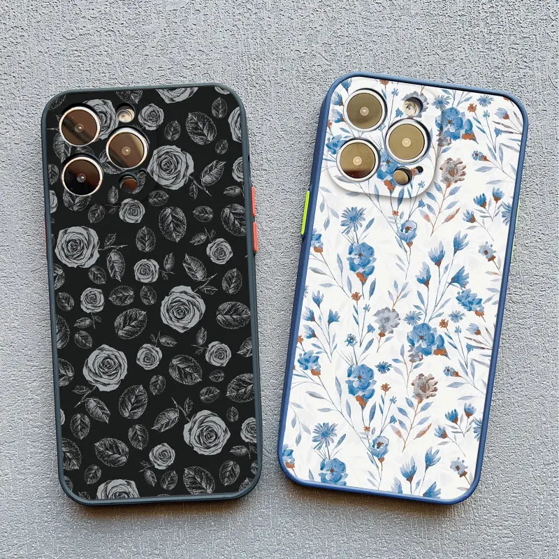 Floral Shockproof Phone Case - Full Graphic Flower Design Cover