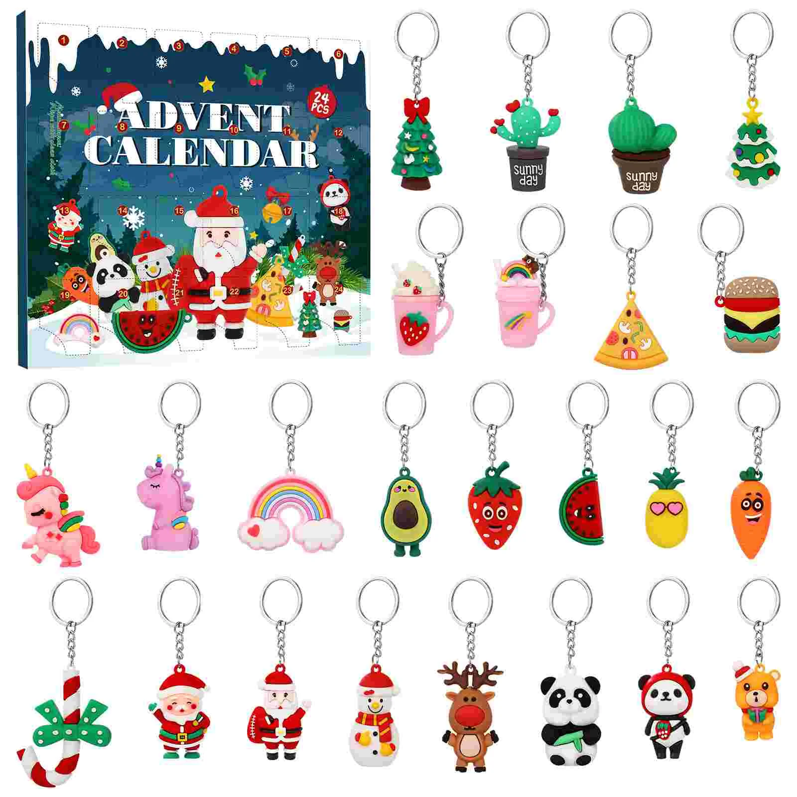 

Toyvian 24pcs Christmas Advent Calendar Countdown Keychains Figurine Ornaments Christmas Tree Pendants