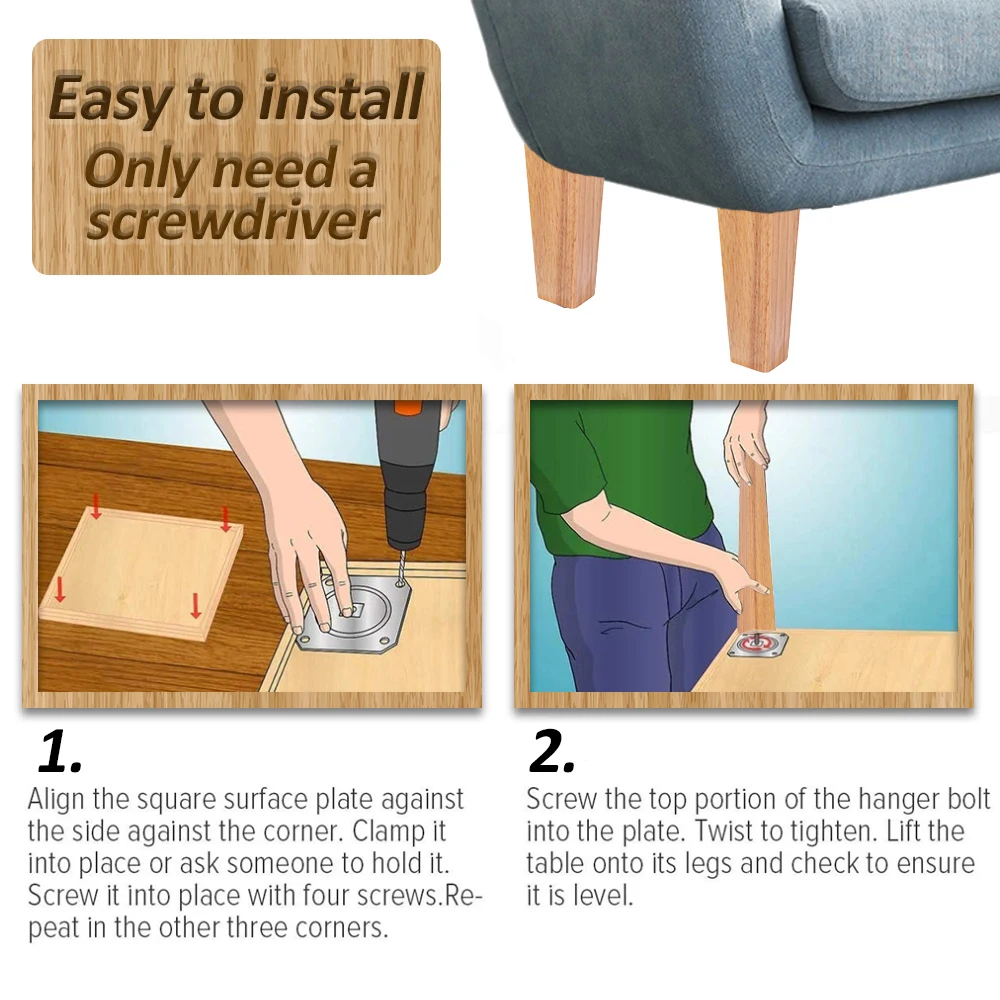 Solid Wood Furniture Legs for Sofa Table TV Cabinet