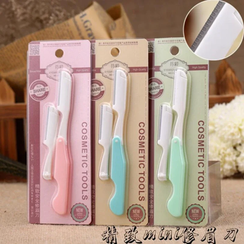 Foldable Portable Eyebrow Trimmer Safe Sharp Threading Stainless Steel Knife Hair Revomal Scraper Makeup Tool