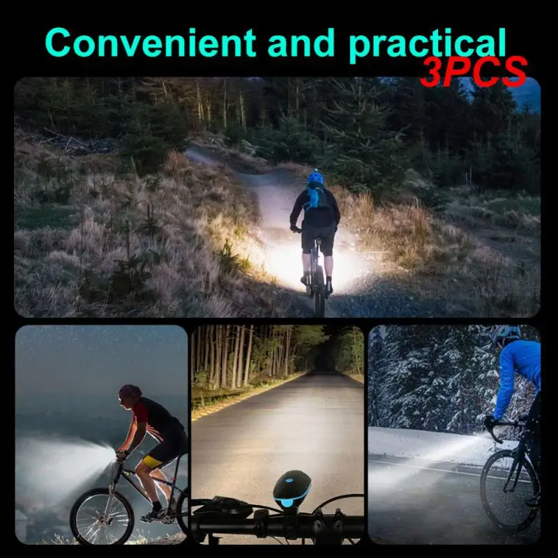 

3 шт., Передний фонарь с велосипедным звонком, зарядка через USB