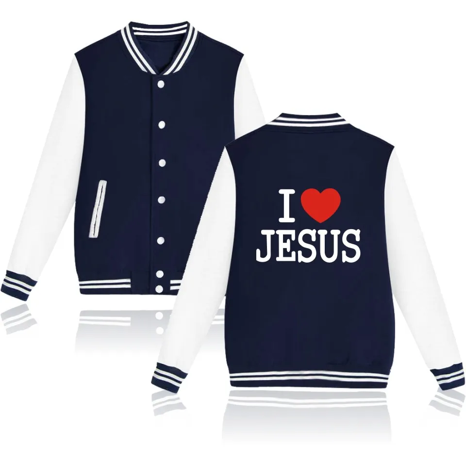 

I LOVE JESUS Baseball Jacket Men/Women Uniform Coat Christian Faith Sweatshirts JESUS Is COMING SOON Tracksuit Men Coat Tops