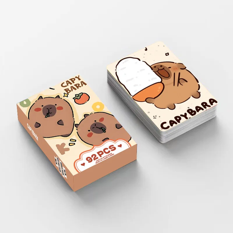 Photo Cards 92pcs Kawaii Animal Capybara Double Sided Printing Cartoon Lomo HD Photocard for Kids Gift