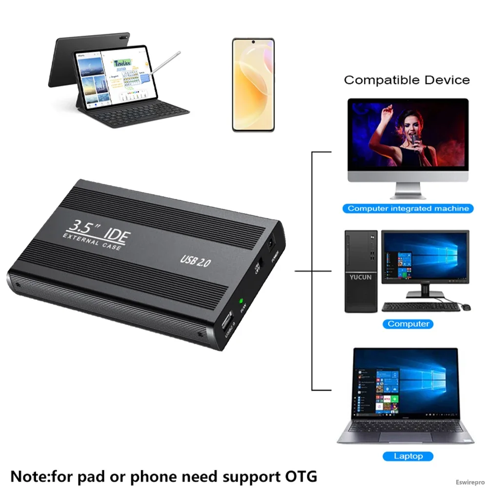 3.5 인치 IDE HD 2.5 인치 HDD USB2.0 하드 드라이브 디스크 2.5 3.5 인치 인클로저 외부 상자 데스크탑 컴퓨터 PC 노트북 전화