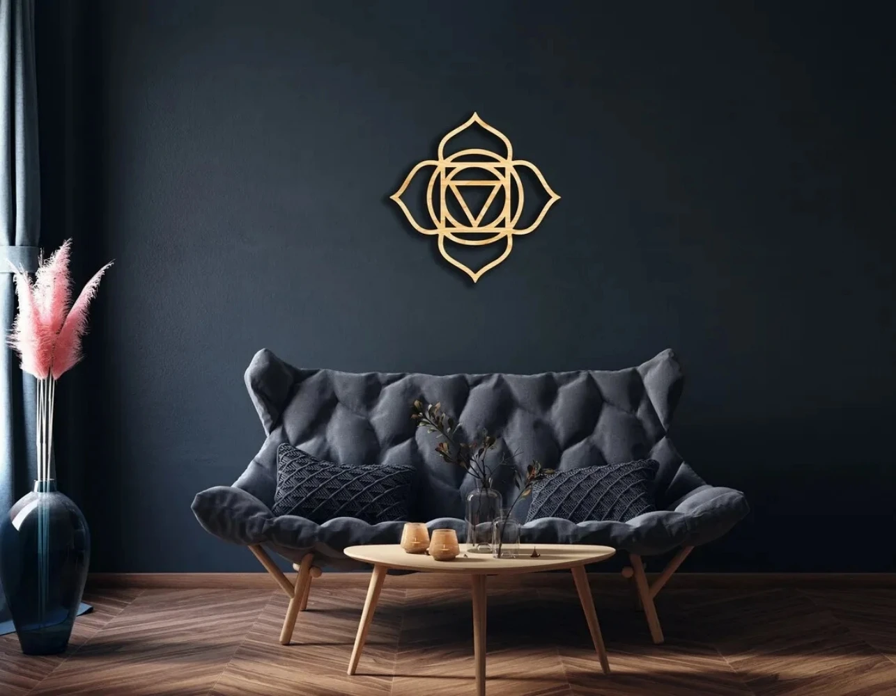 Muladhara Chakra Wall Decor, Arte In Legno, Simbolo In Legno, Adhara, Brahma, Induismo, Padma, Ayurveda, Buddismo, Prana, Meditazione Yoga