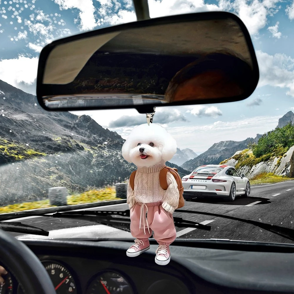 Acrylic Car Hanging Puppy Ornament for Interior Decoration