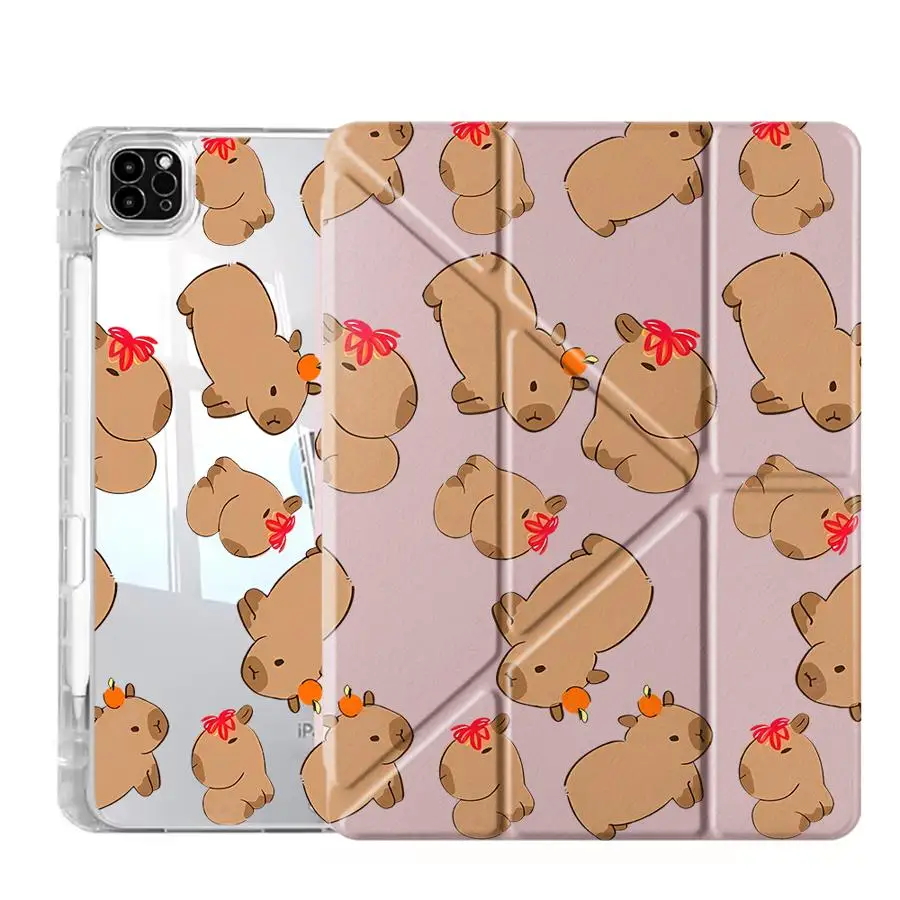 Capybara Love Y-Fold Tablet Case with Stand and Holder