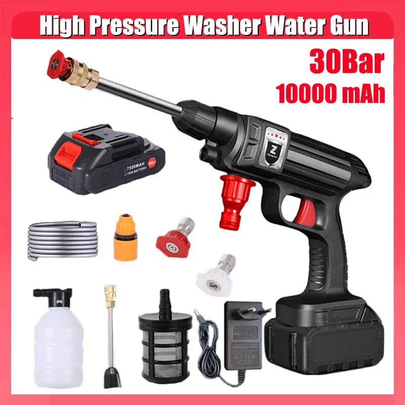 

30Bar 10000Mah Wireless High Pressure Electric Car Washer Gun Multi-Function Nozzle Protable Cleaner Foam Car Wash Garden Spray