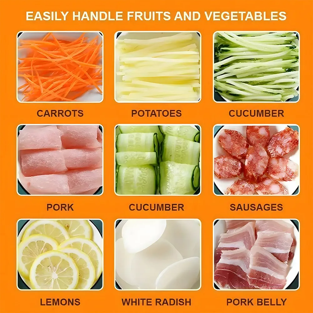 4-in-1 mandoline vegetable cutter with safety handle