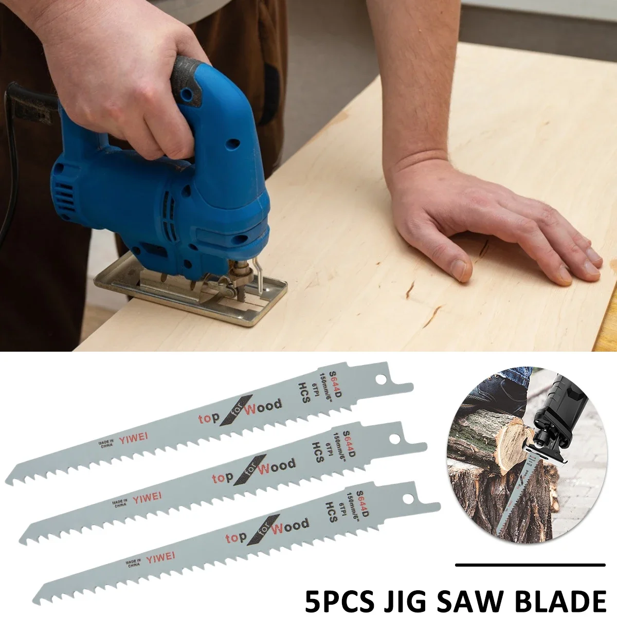 5Pcs Reciprocating Jig Saw Blades For Cutting Wood Metal