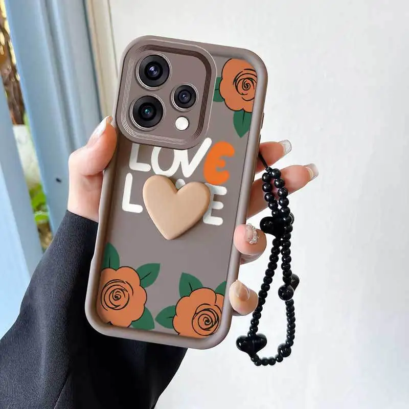Cartoon Rose Phone Case Set with Lanyard and Craft Embellishments