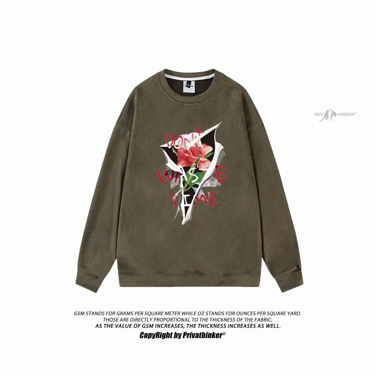 

Свитшот мужской замшевый с цветочным принтом, на осень/зиму