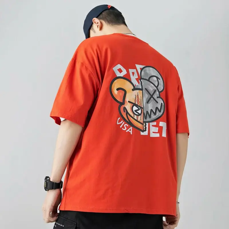 

short-sleeved men's summer T-shirt National Tide boys heavy tide brand clothes half sleeve Japanese large size white T-shirt