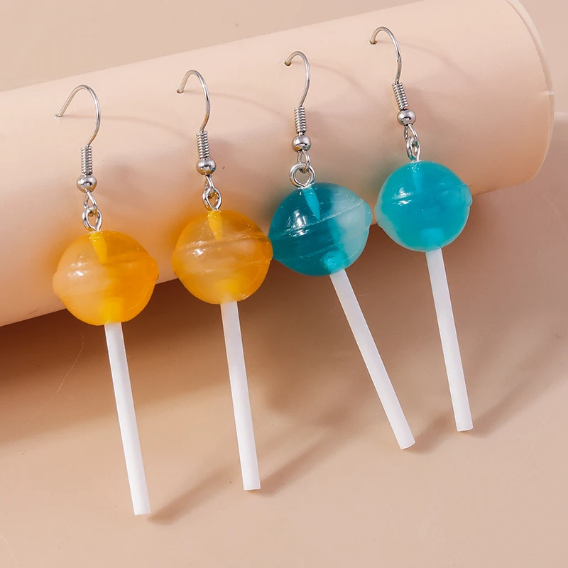 CuteResinSweetCandyLollipopEarringsforWomenFunnyMini